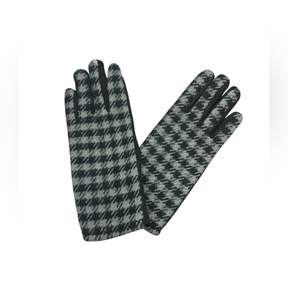 Ladies Winter Gloves, Soft Suede Palm, Smartphone friendly, Stylish Houndstooth - Picture 3 of 5